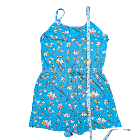 Extremely Me -Turquoise - Unicorns and Rainbows - Romper - Girls Size 14 - Picture 2 of 5